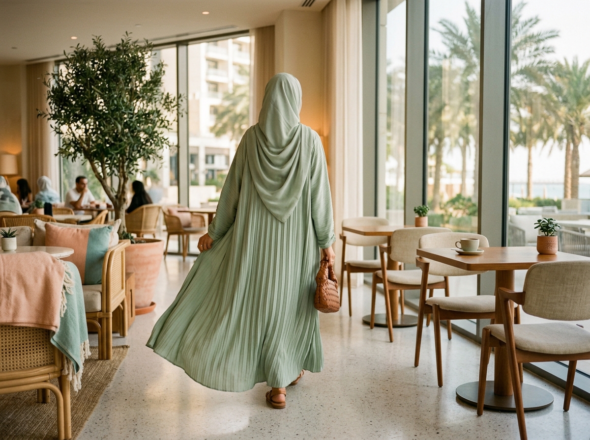 Quiet sunlit cafe corner in Dubai